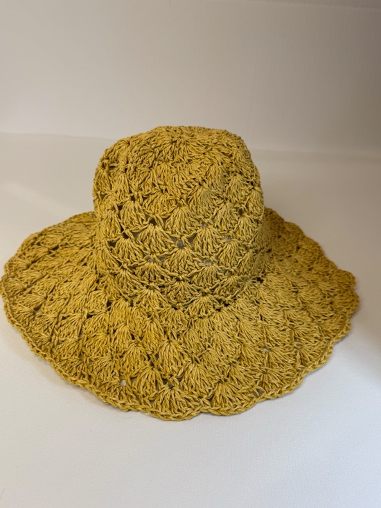 Raffaello Bettini Made in Italy Mustard Raffia Crochet Sun Hat 100% Paper main image 6